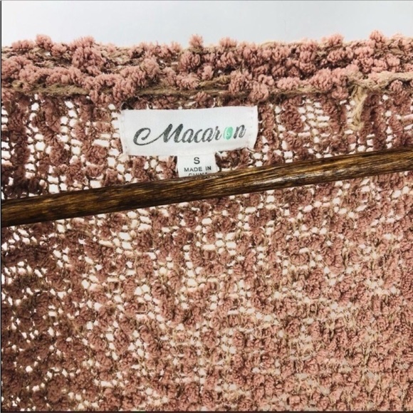 4/$45 MACARON Pink Mauve Mid Length Teddy Knit Cardigan Sweater Small - Picture 4 of 5